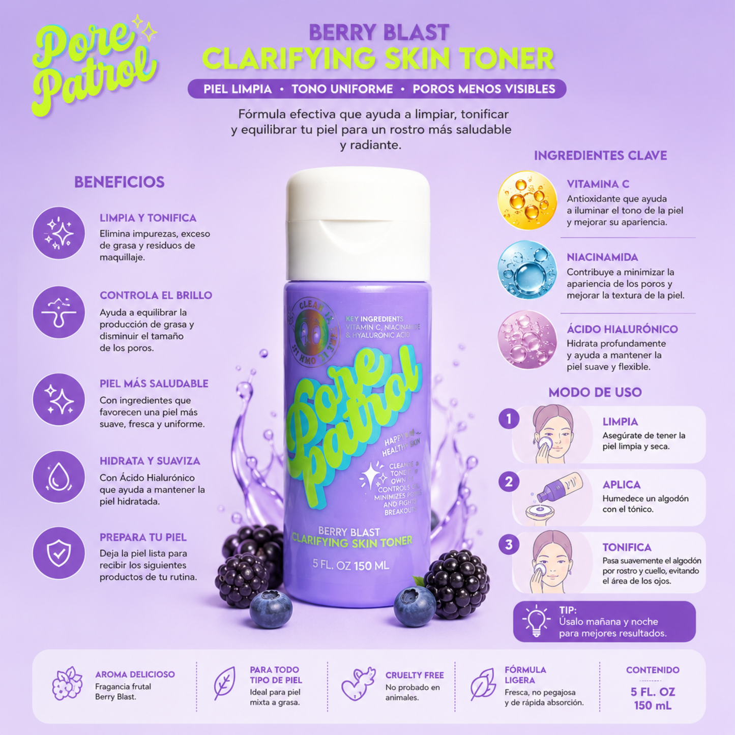 HAPPY SKIN Pore Patrol – Berry Blast Clarifying Skin Toner