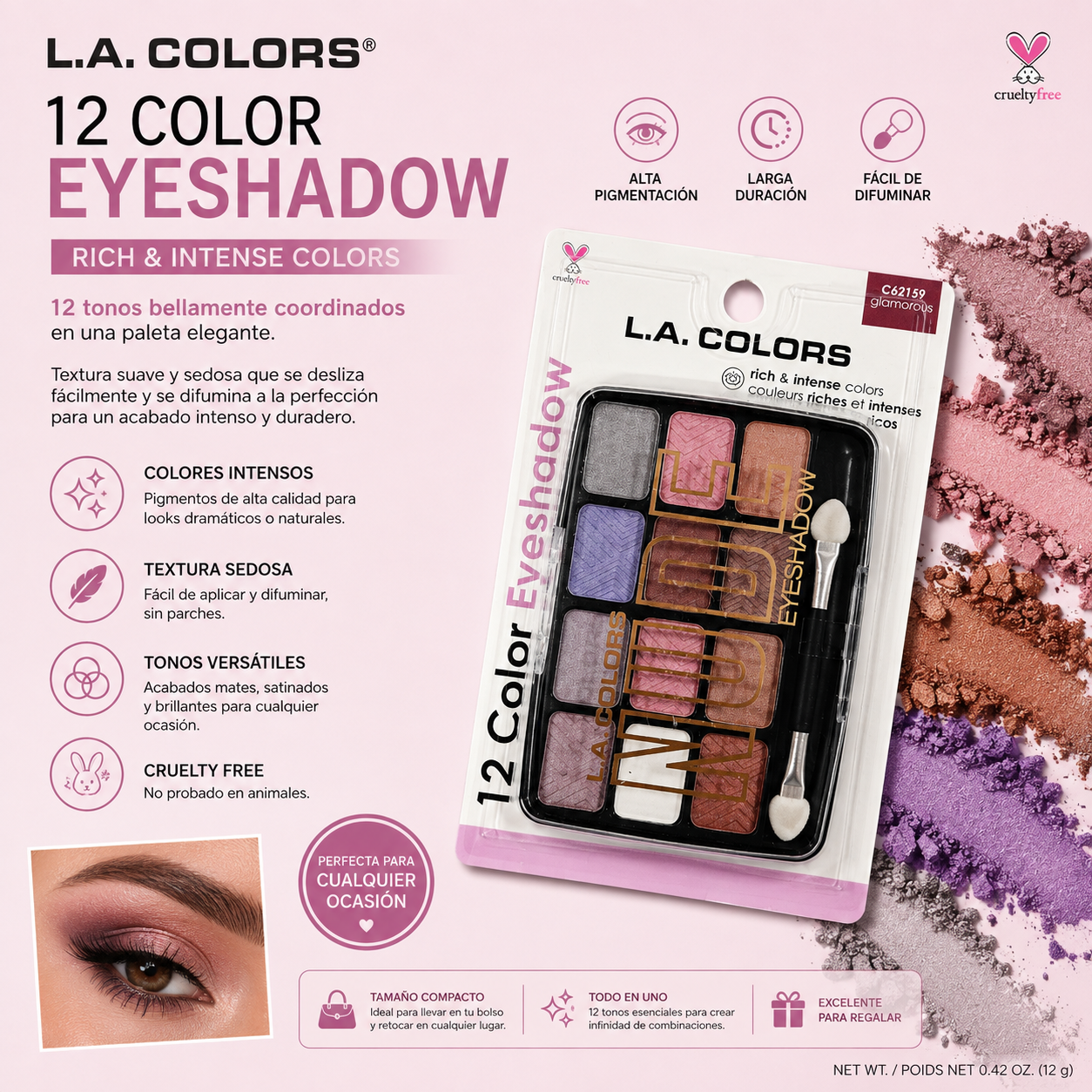 L.A. COLORS 12 Color Eyeshadow (Glamorous)
