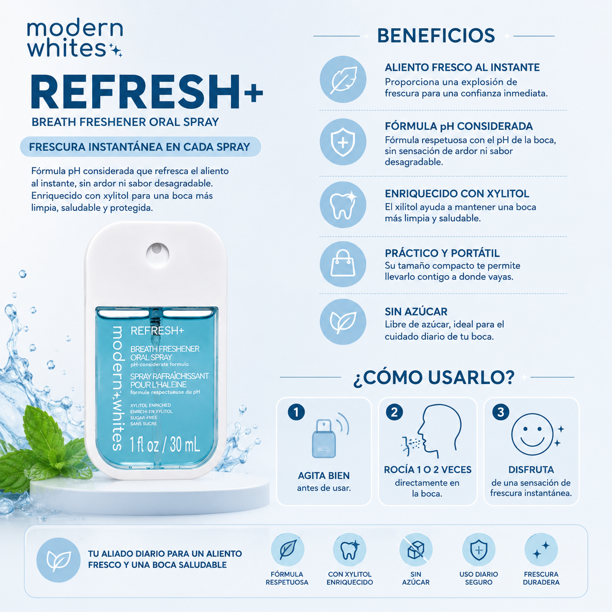 Modern Whites Refresh+ Breath Freshener Oral Spray – 30 ml