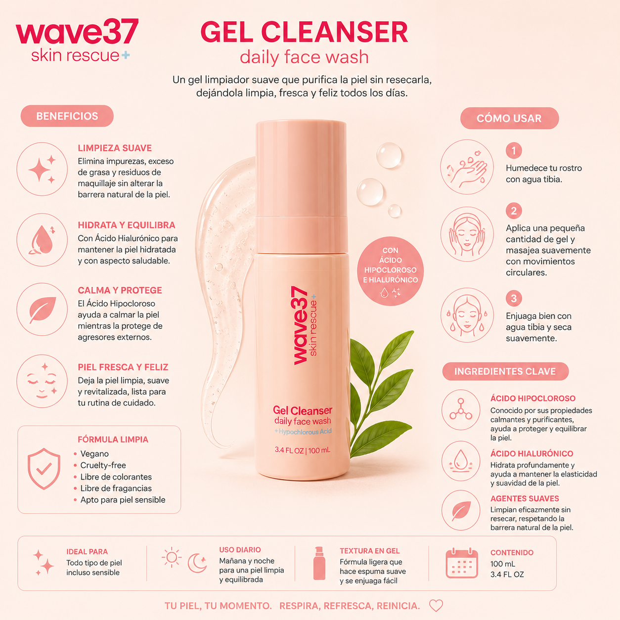 Wave37 Skin Rescue+ Gel Cleanser Daily Face Wash