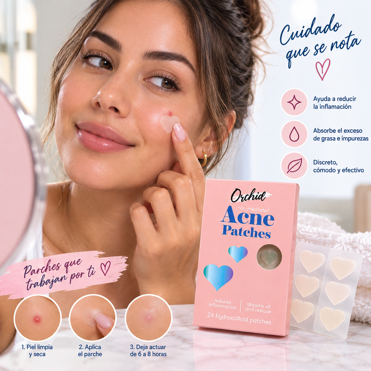 ORCHID, Parches para el acne (Corazones)