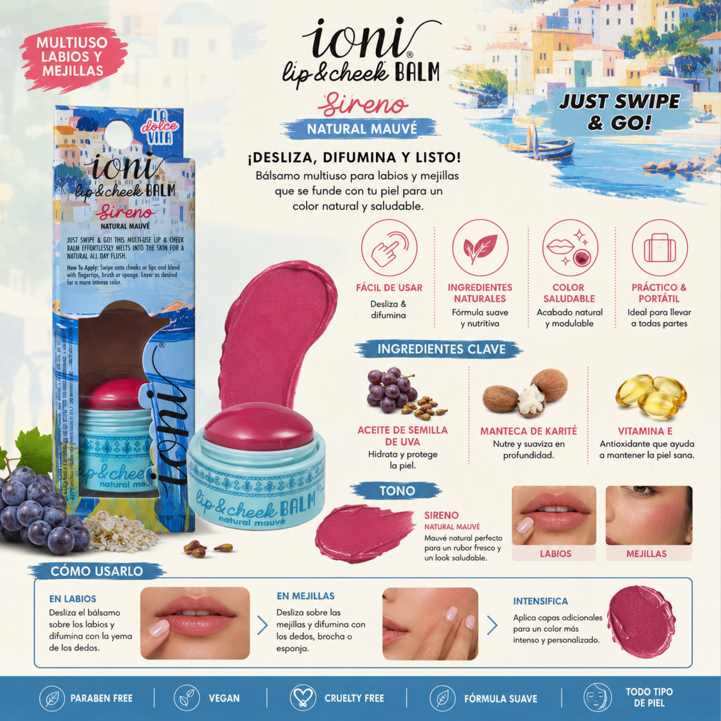 Ioni Lip & Cheek Balm – Sireno Natural Mauve