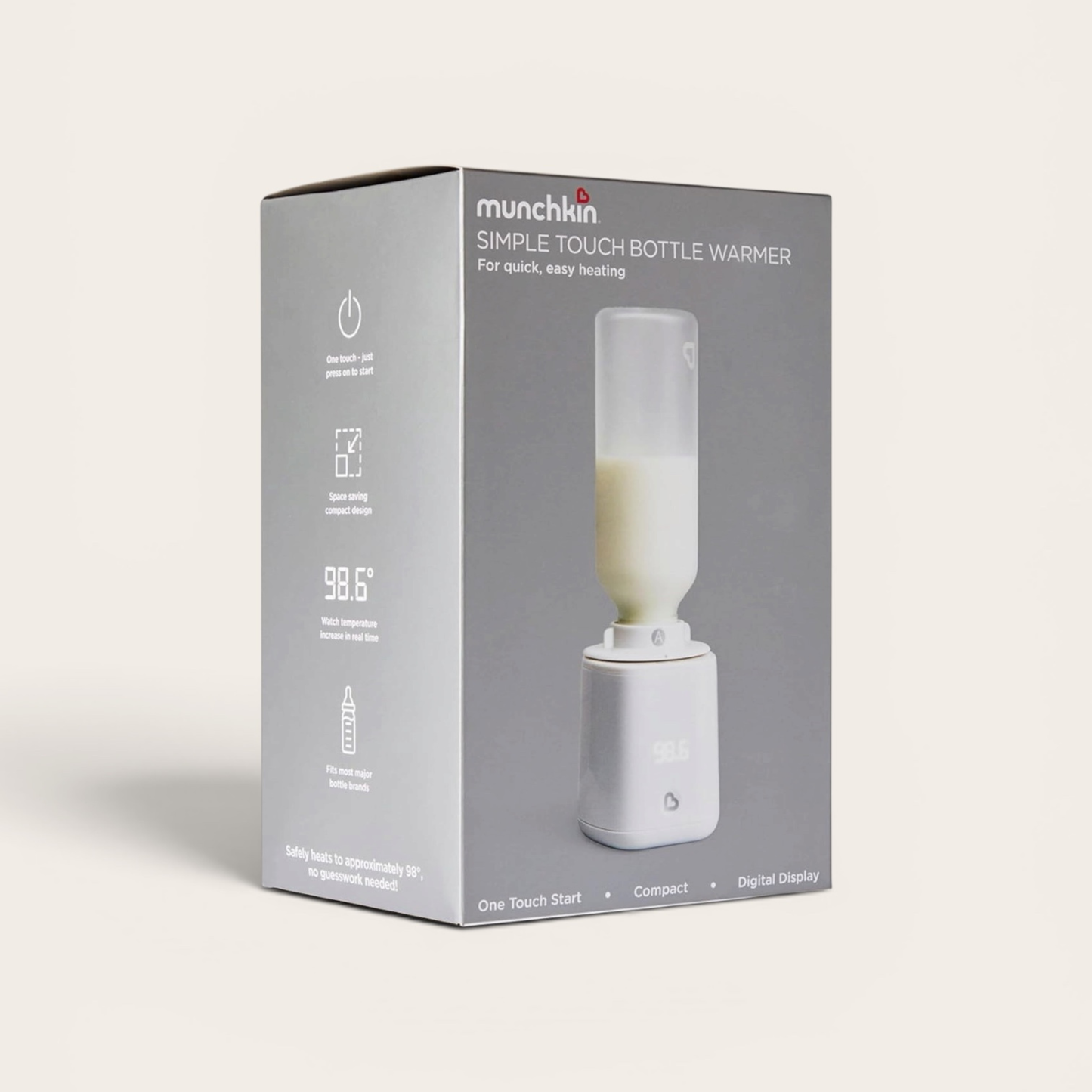 Munchkin® Simple Touch Bottle Warmer with Digital Temperature Display, Easy Heating to 98.6°F, White