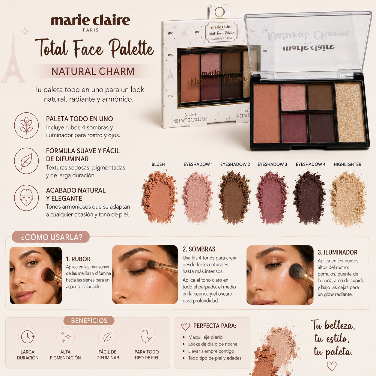 Marie Claire Paris, Total Face Palette (Natural Charm)