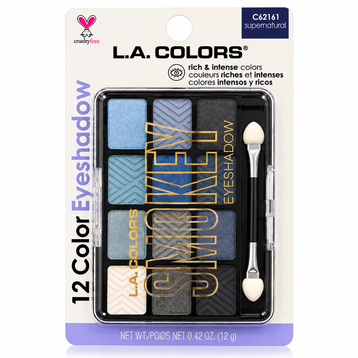 L.A. COLORS, 12 Paleta de Sombras (Super Natural)