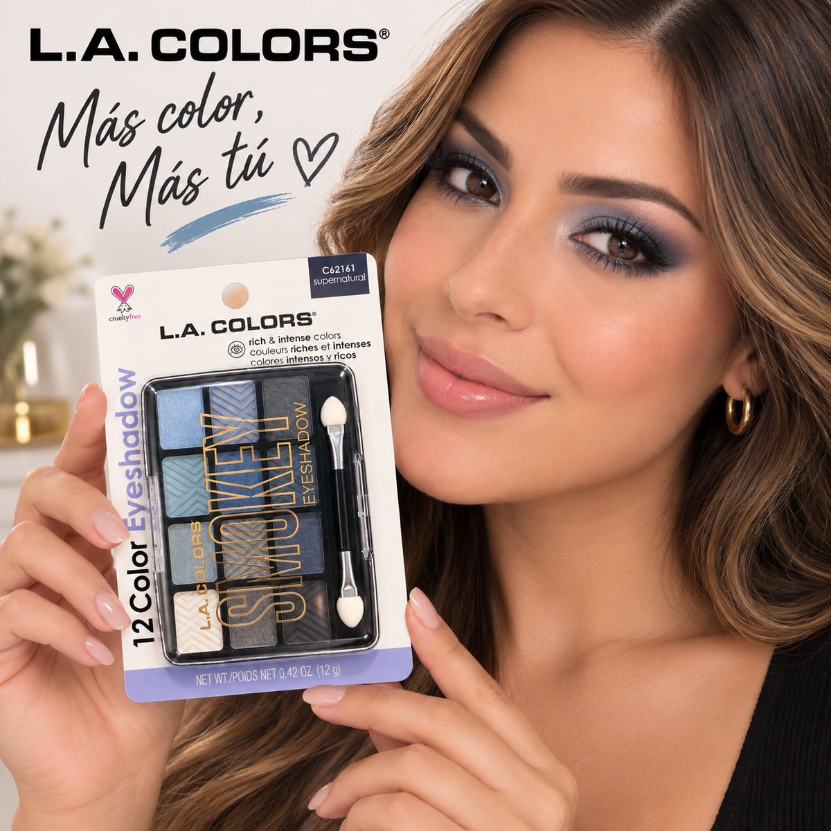L.A. COLORS, 12 Paleta de Sombras (Super Natural)