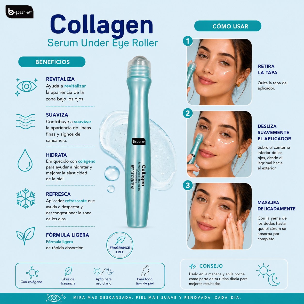 B•pure Collagen Serum Under Eye Roller – Smooth