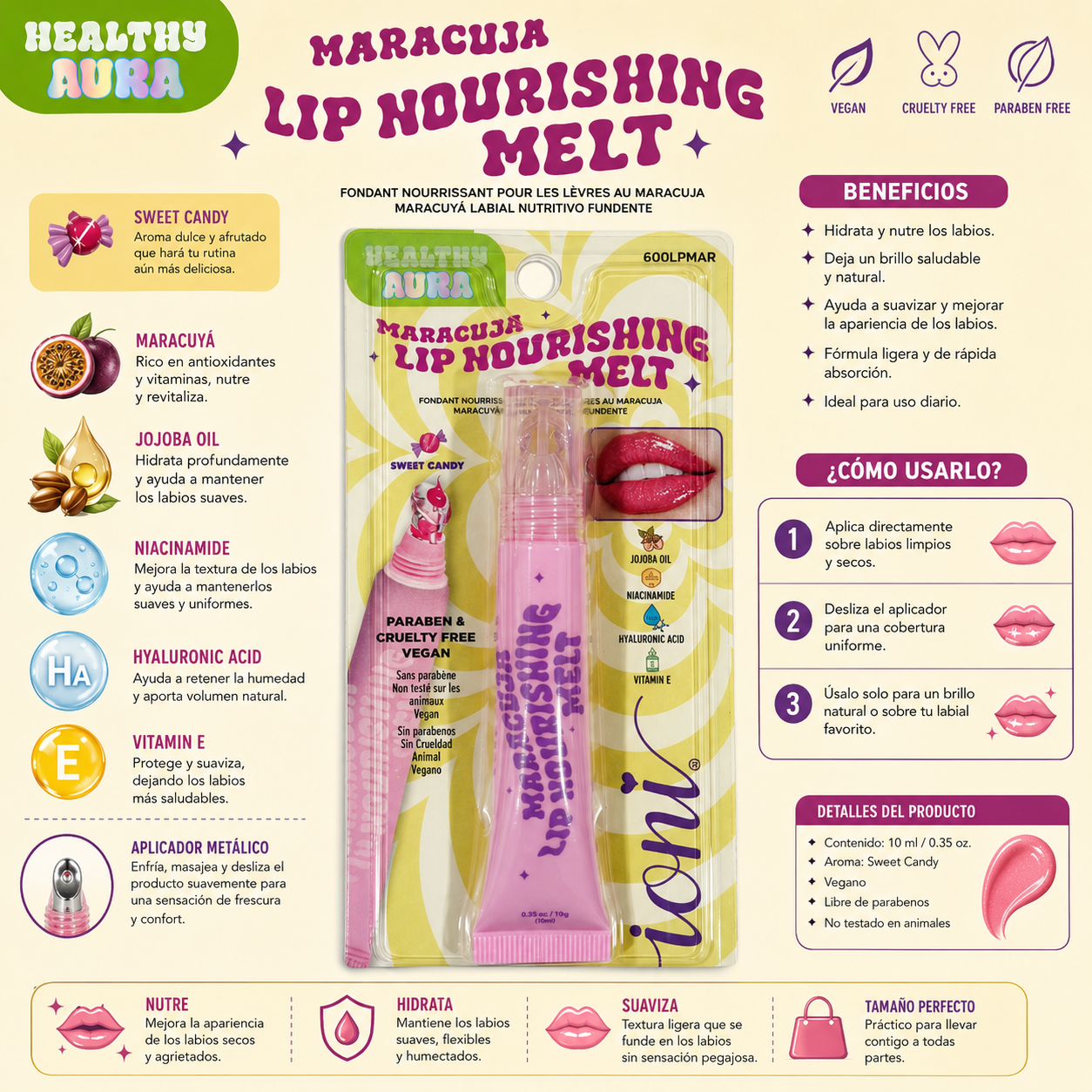 Ioni Healthy Aura Maracuja Lip Nourishing Melt