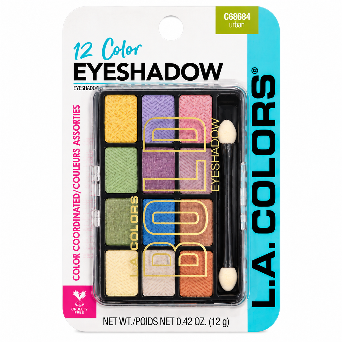 L.A. COLORS, 12 Paleta de Sombras (Urban)