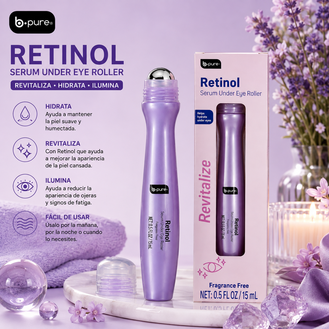 B•Pure Retinol Serum Under Eye Roller – Revitalize