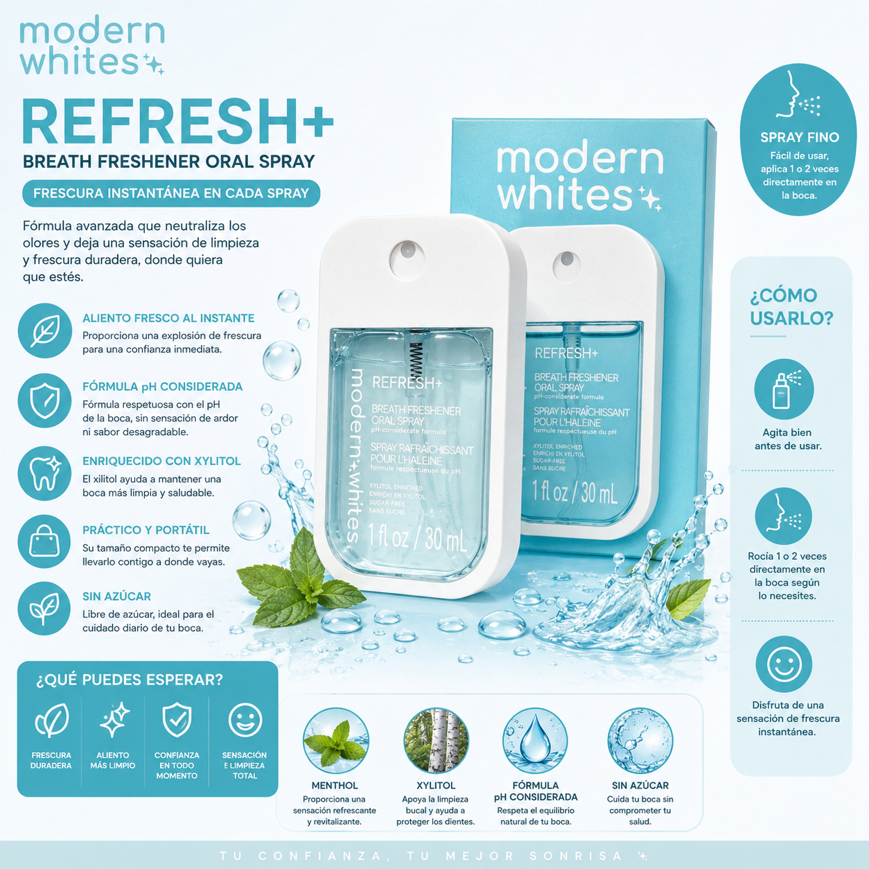Modern Whites Refresh+ Breath Freshener Oral Spray – 30 ml