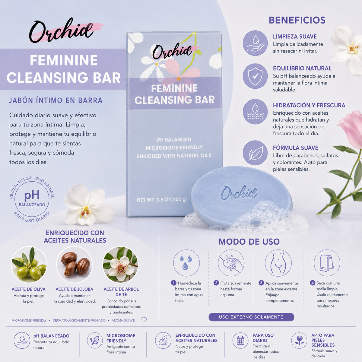 ORCHID, Jabon en Barra Femenino - (Lavender)