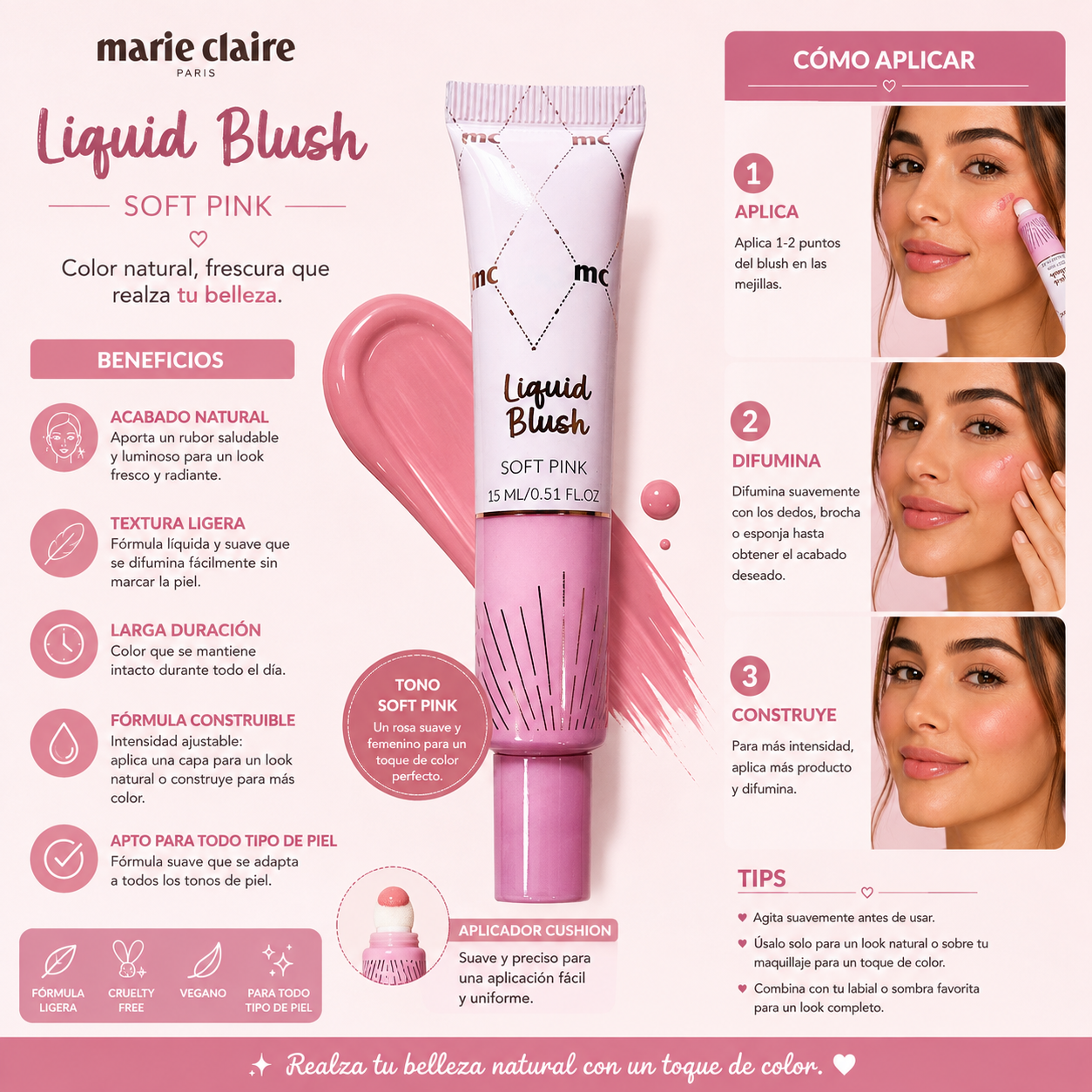 Marie Claire Paris, Liquid Blush (Soft Pink)