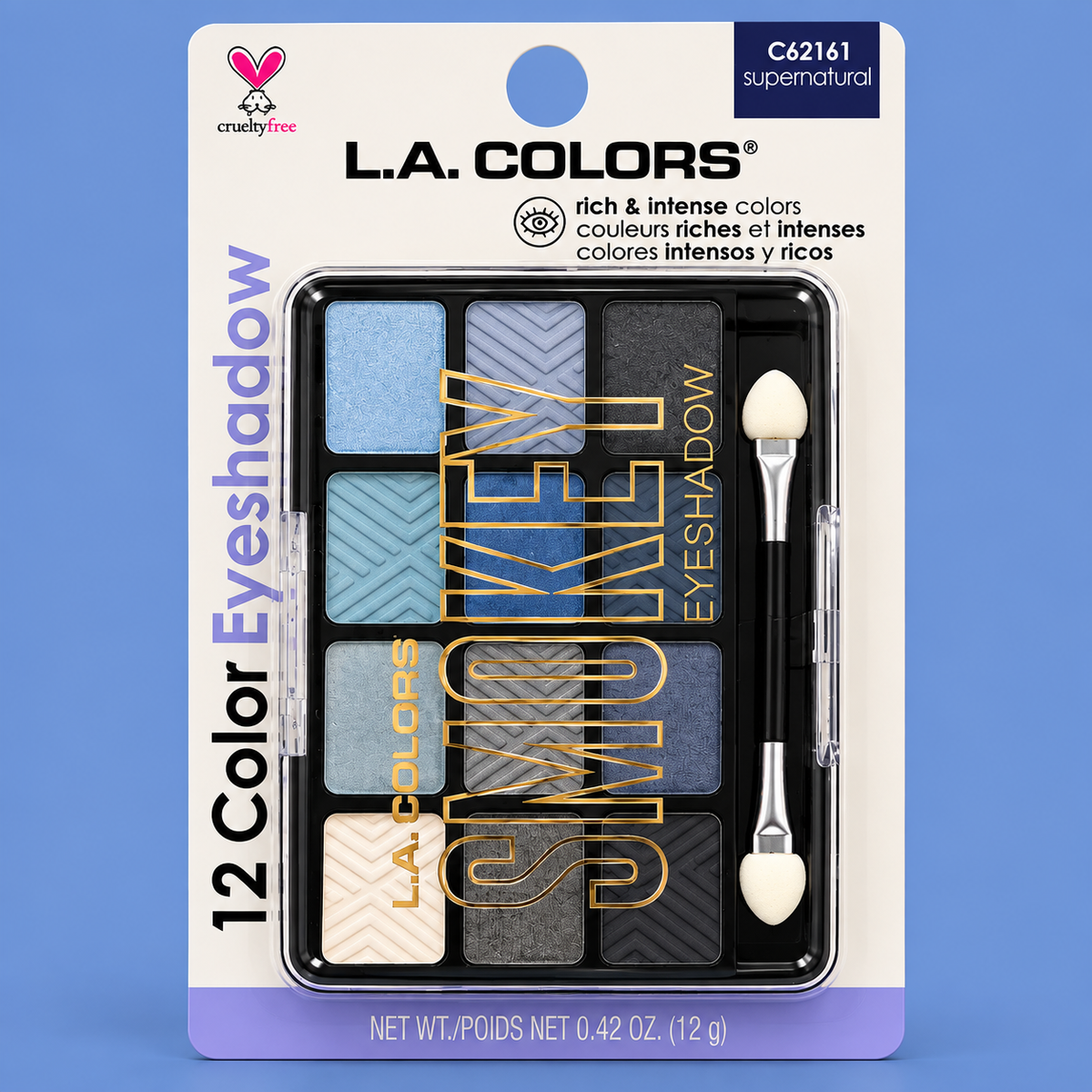L.A. COLORS, 12 Paleta de Sombras (Super Natural)