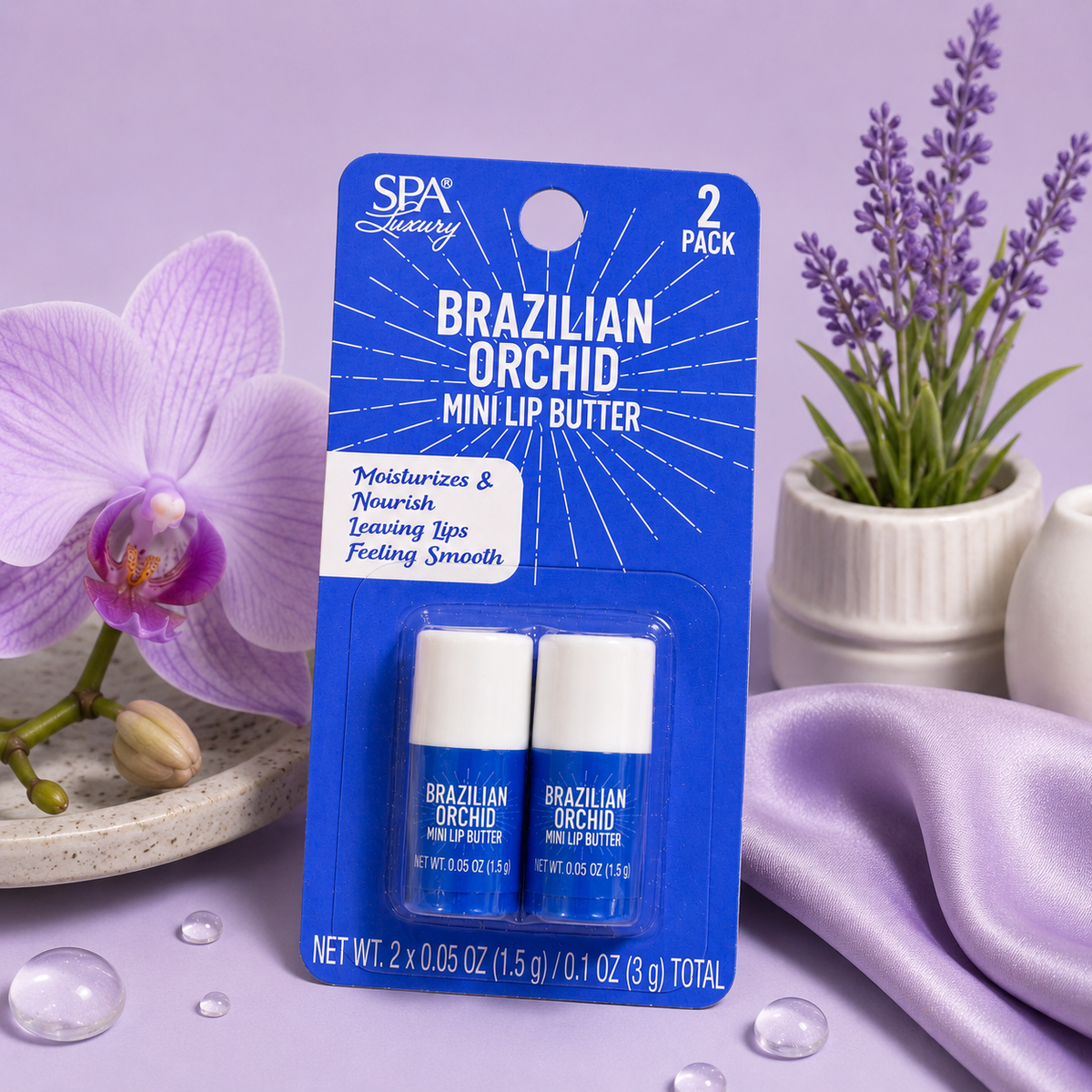 SPA LUXURY, Mini Lip Butter - 2 Pack (Orchid)