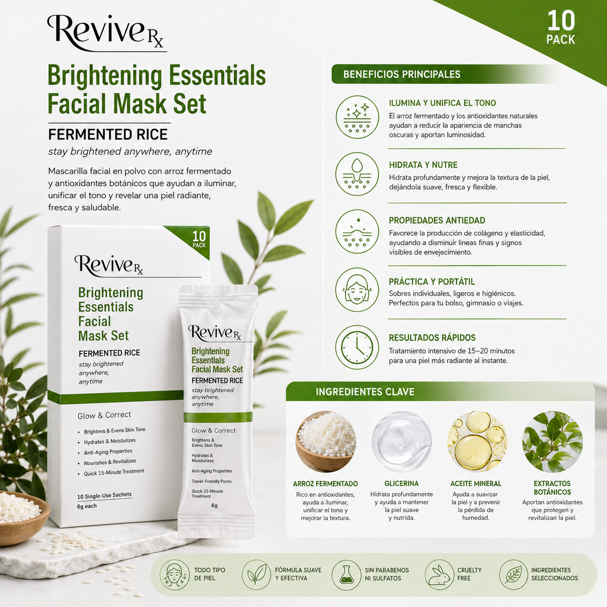 REVIVE Rx, Mascarilla Aclarante (Arroz Fermentado)