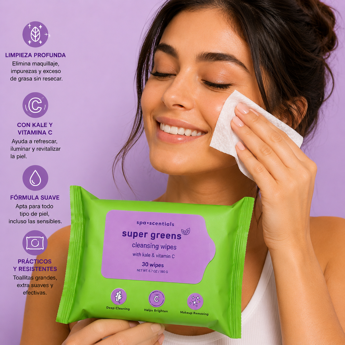SPA ESSENTIALS, Toallas Faciales, Super Green