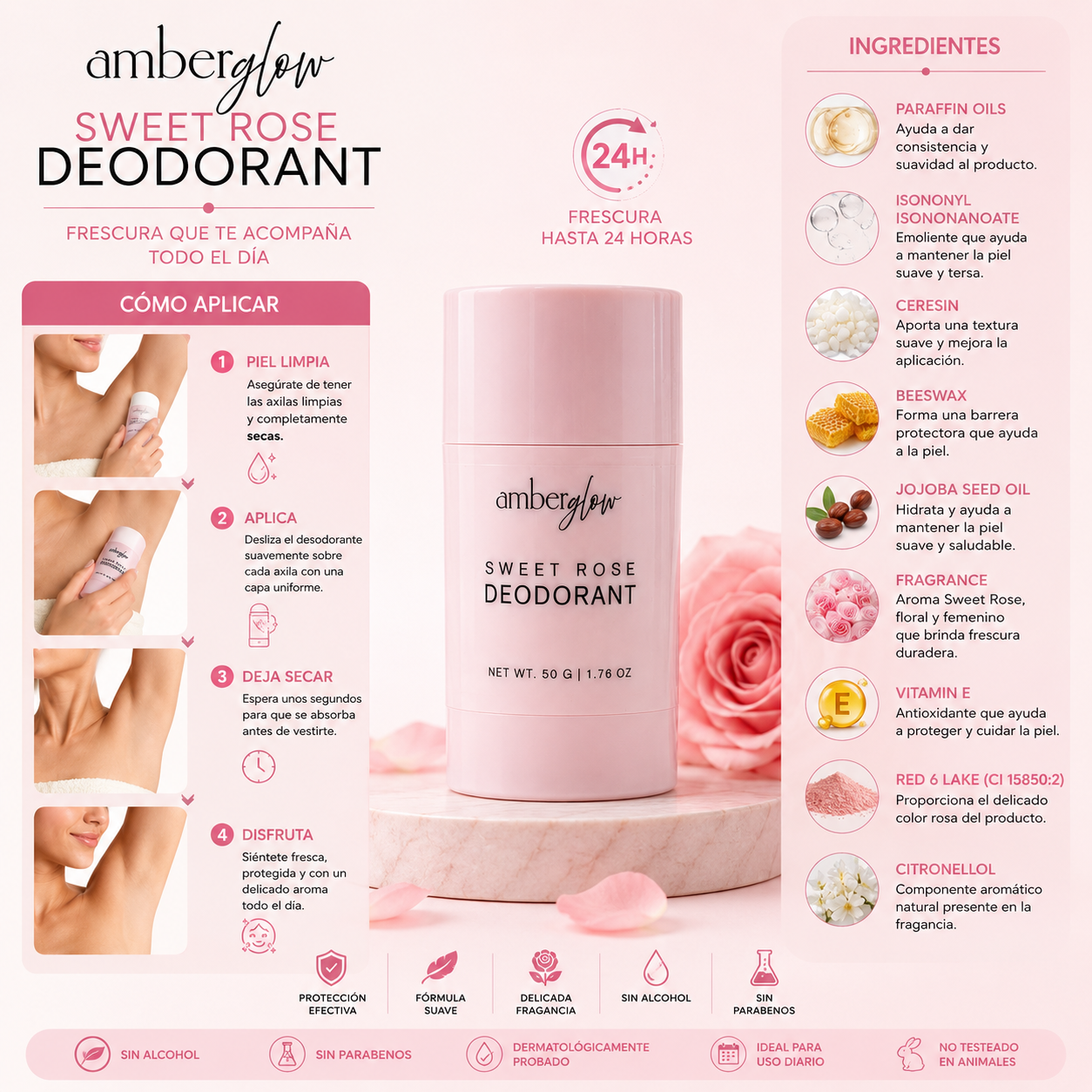 Amberglow Sweet Rose Deodorant – 50 g