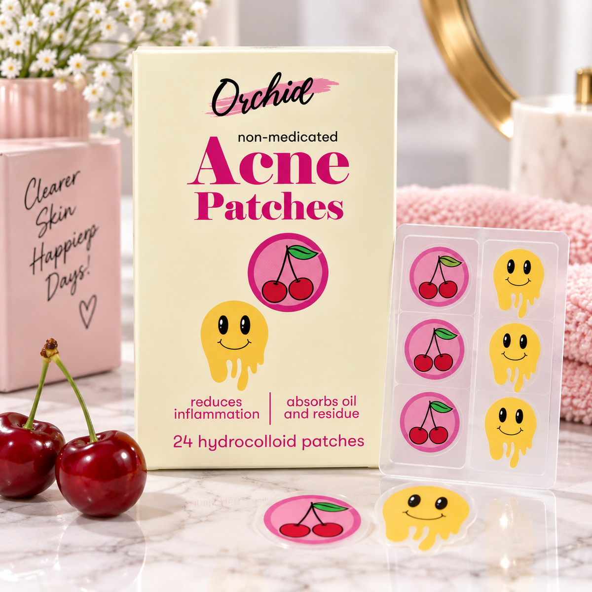 ORCHID, Parches para el acne (Cherry + Happy Face)