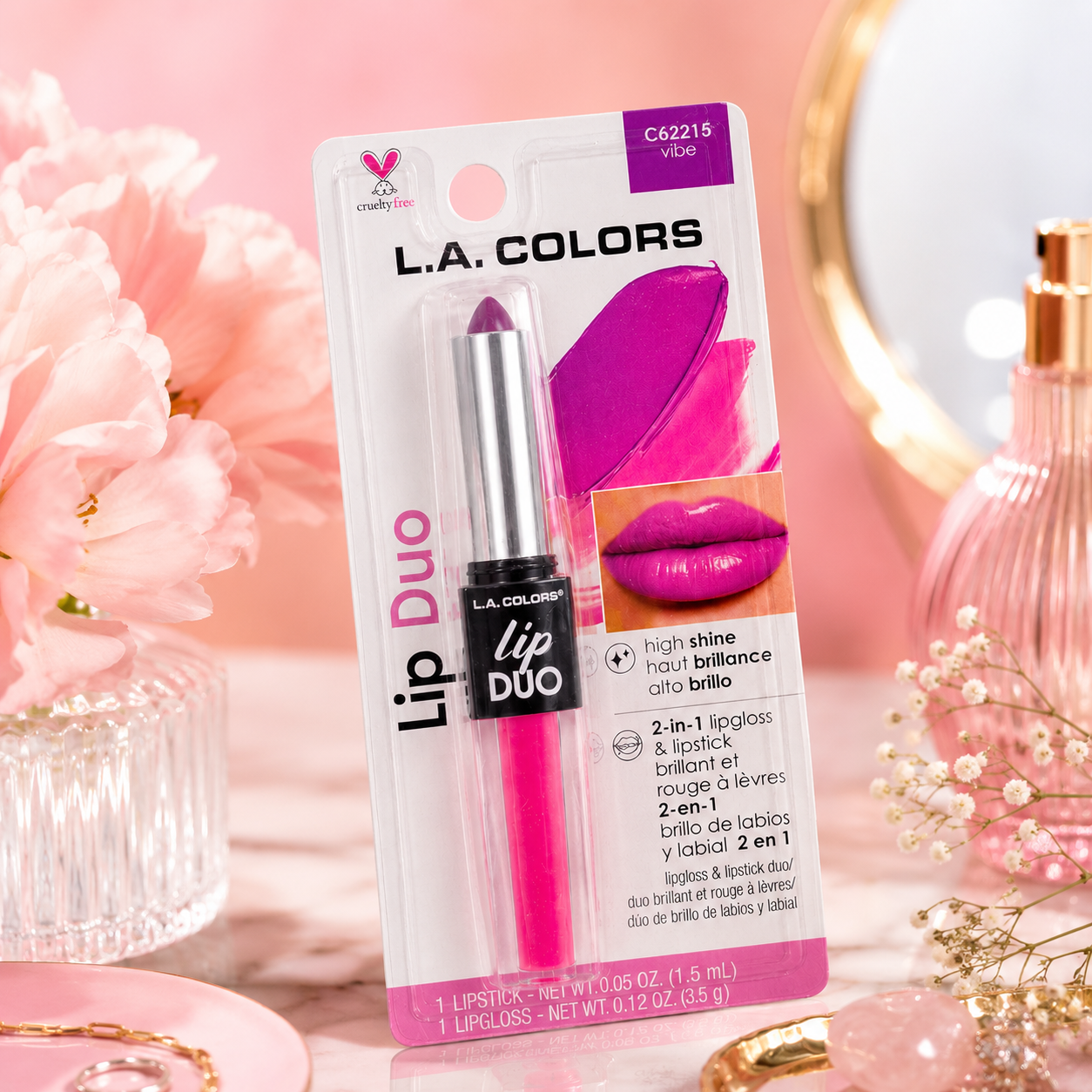 L.A. COLORS Lip Duo 2 en 1 – Labial y Lip Gloss