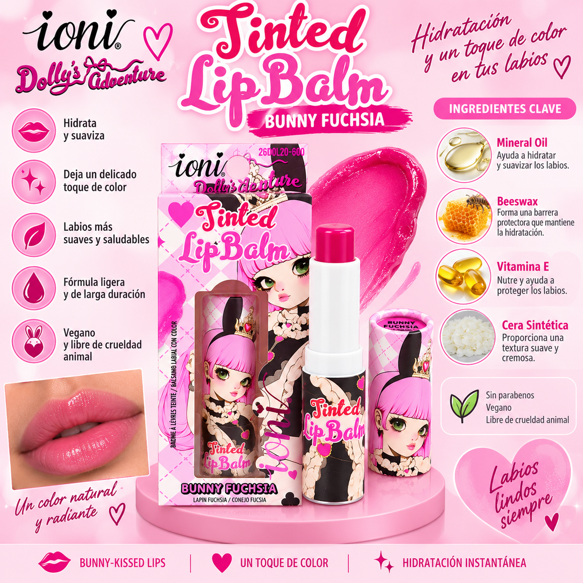 IONI, Balsamo de Labios (Bunny Fuchsia)