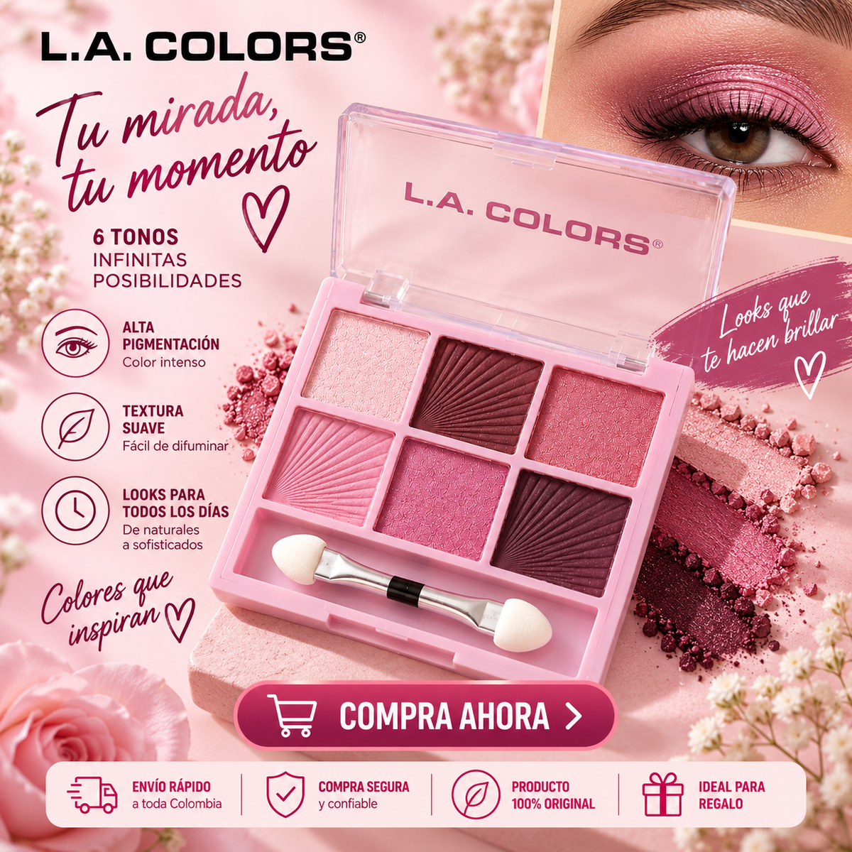 L.A. COLORS 6 Color Eyeshadow – Tono Playful *9
