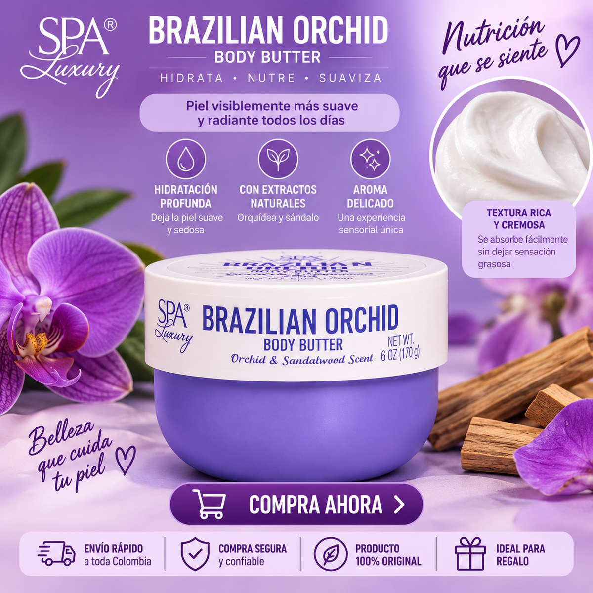 SPA Luxury Brazilian Orchid Body Butter – Manteca Corporal Hidratante *48