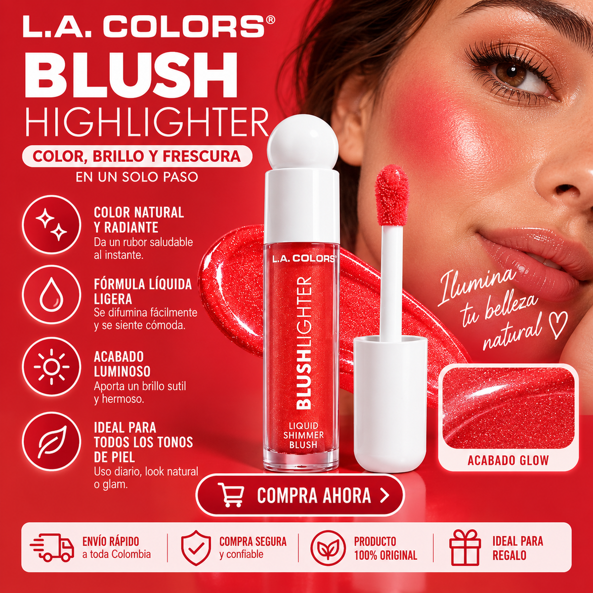 L.A. COLORS Blushlighter Liquid Shimmer Blush (Courageous) *1